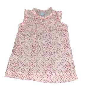 Bella Bliss Pink White Abstract Print Ruffle Neck Cotton Sleeveless Top Medium